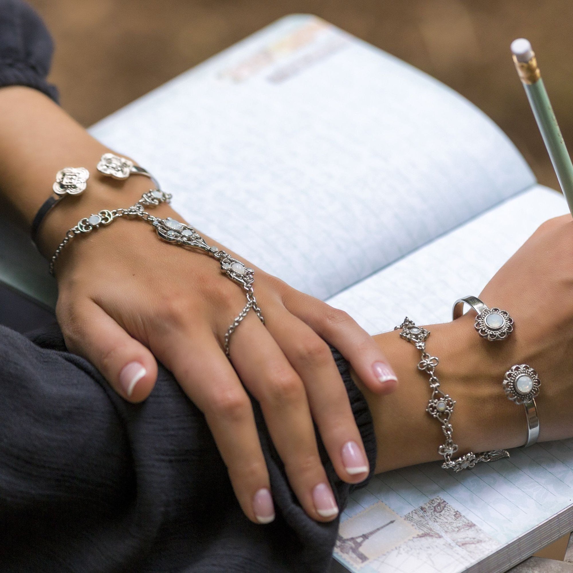 VALENCIA Bracelet - Opalite & Silver | Modern boho jewelry | Criscara