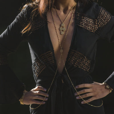 Reversible Body Chain in 14k gold finish | Modern boho jewelry | Criscara