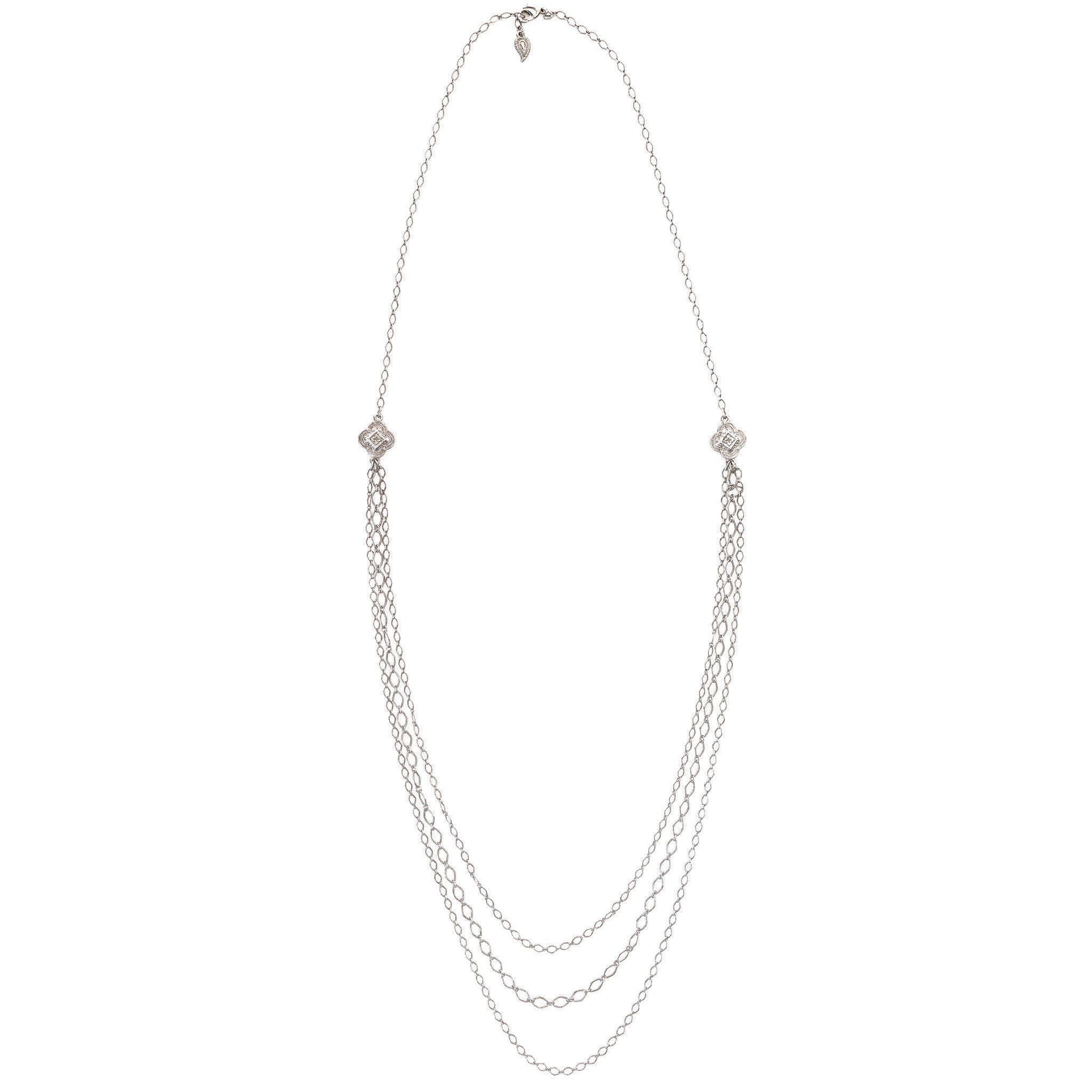 Multi Strand Layered Necklace in silver finish | Modern boho jewelry | Criscara