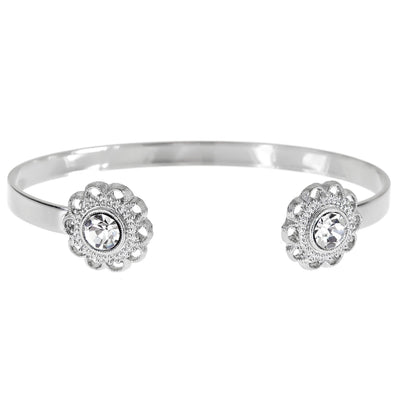 Swarovski Crystal Open Cuff in silver finish with Swarovski crystal | Modern boho jewelry | Criscara