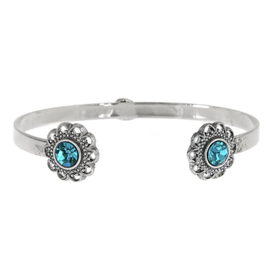 Swarovski Crystal Open Cuff in silver finish with Zircon Swarovski crystal | Modern boho jewelry | Criscara
