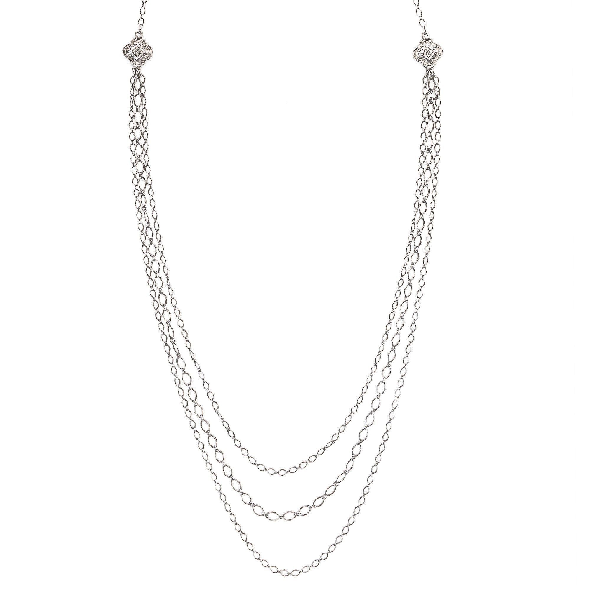 Multi Strand Layered Necklace in silver finish | Modern boho jewelry | Criscara