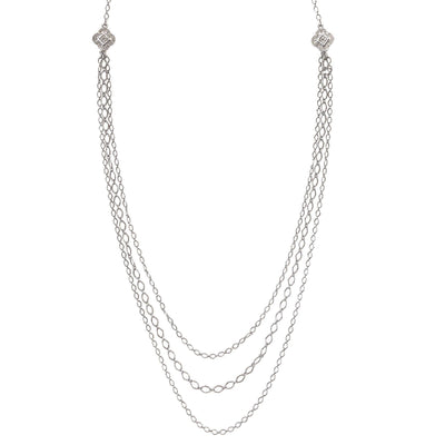 Multi Strand Layered Necklace in silver finish | Modern boho jewelry | Criscara
