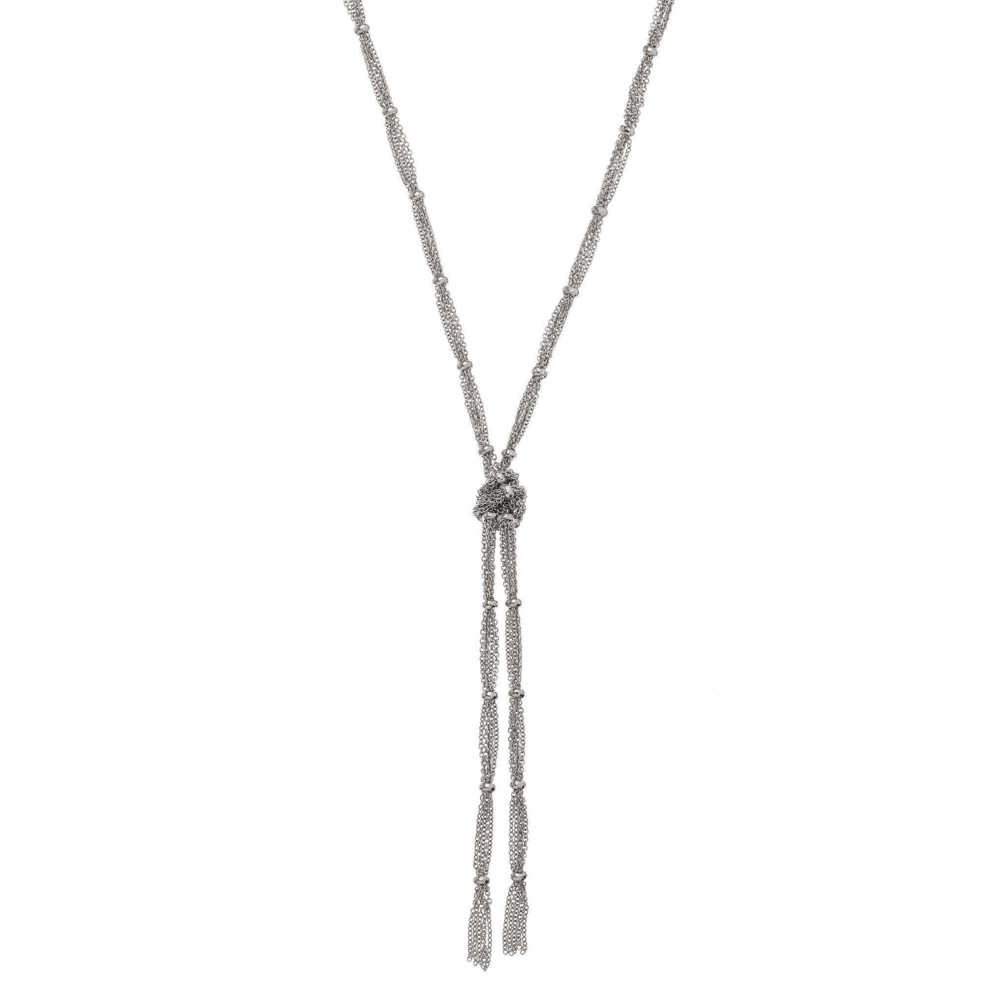 Lariat Wrap Necklace in silver finish | Modern boho jewelry | Criscara