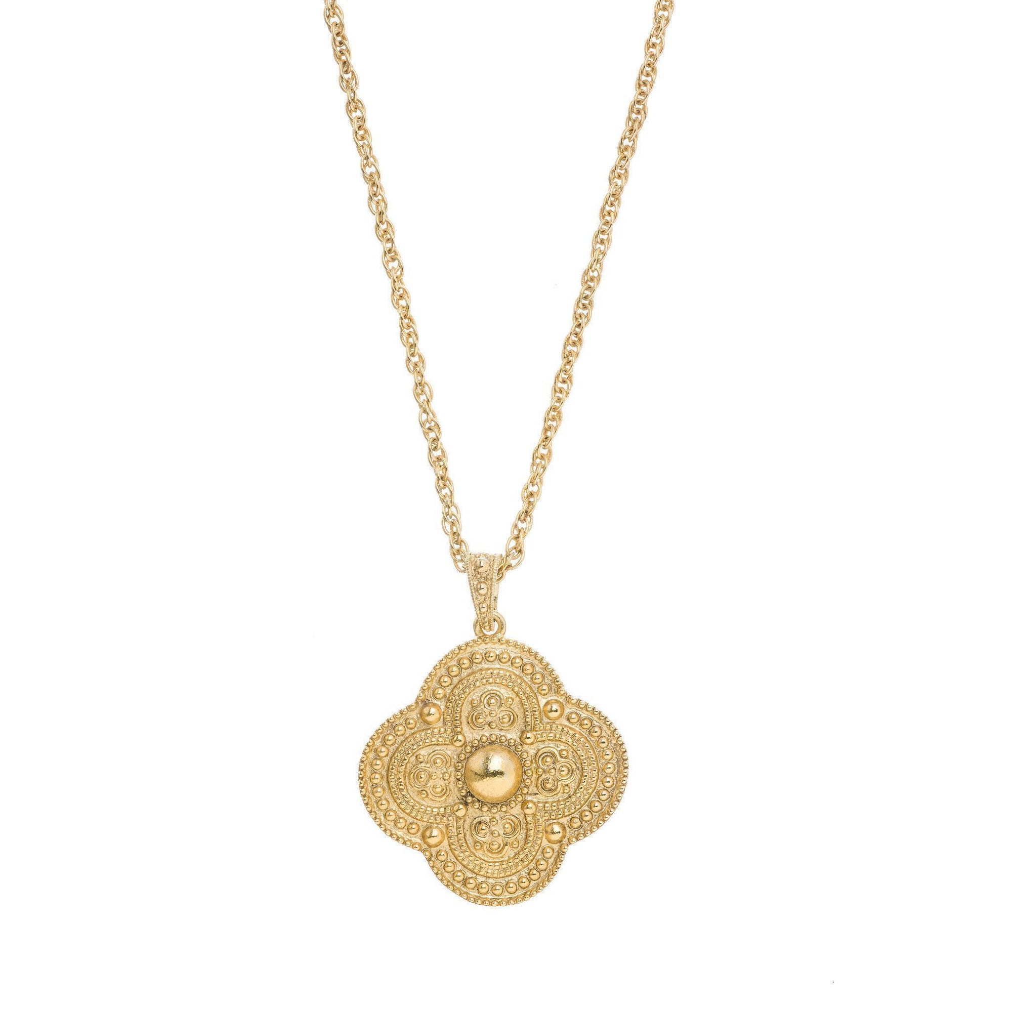 Quatrefoil Pendant Necklace in 14k gold finish | Modern boho jewelry | Criscara