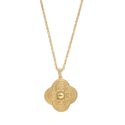 Quatrefoil Pendant Necklace in 14k gold finish | Modern boho jewelry | Criscara
