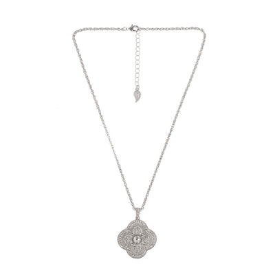 Quatrefoil Pendant Necklace in silver finish | Modern boho jewelry | Criscara