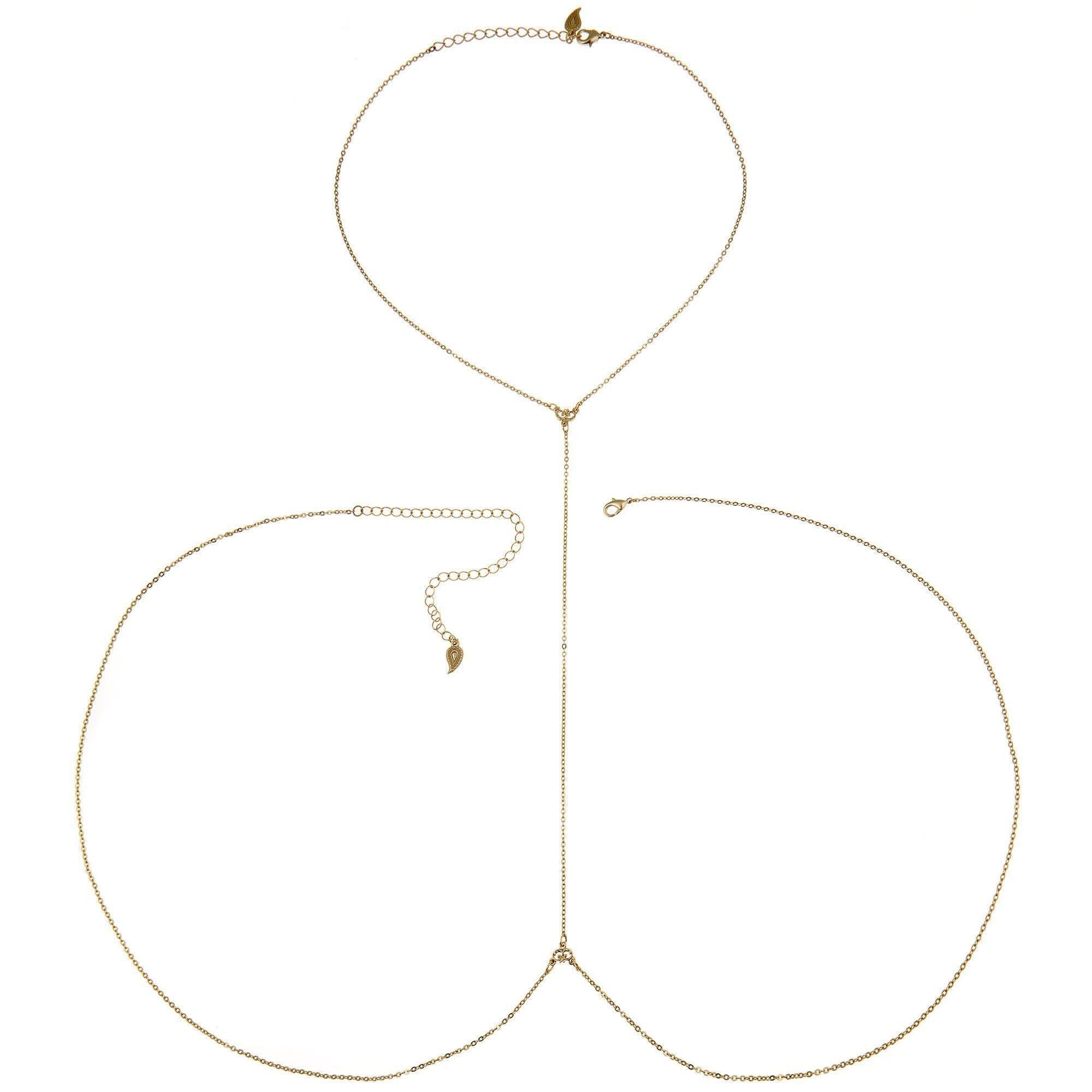 Dainty Body Chain in 14k gold finish | Modern boho jewelry | Criscara