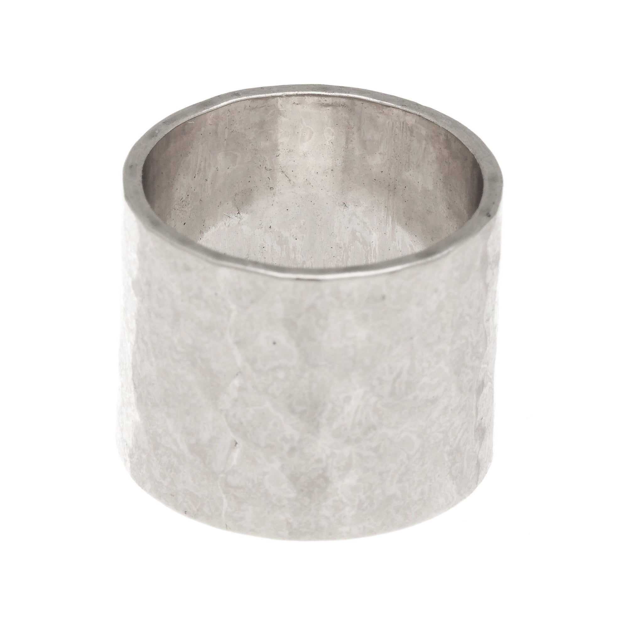 Wide Hammered Ring Band in silver finish size 4 | Modern boho jewelry | Criscara