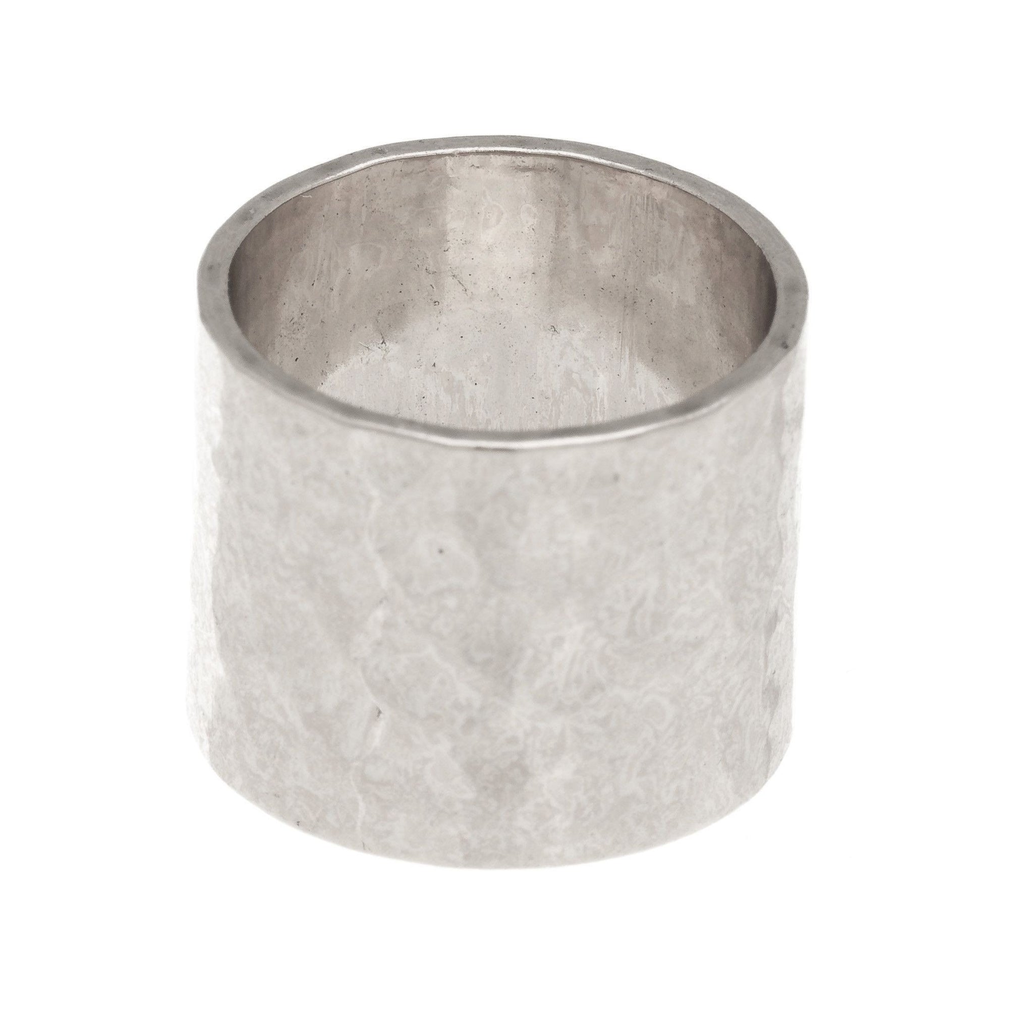 Wide Hammered Ring Band in silver finish size 4 | Modern boho jewelry | Criscara