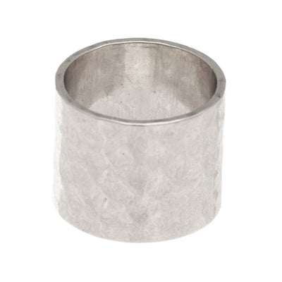 Wide Hammered Ring Band in silver finish size 4 | Modern boho jewelry | Criscara