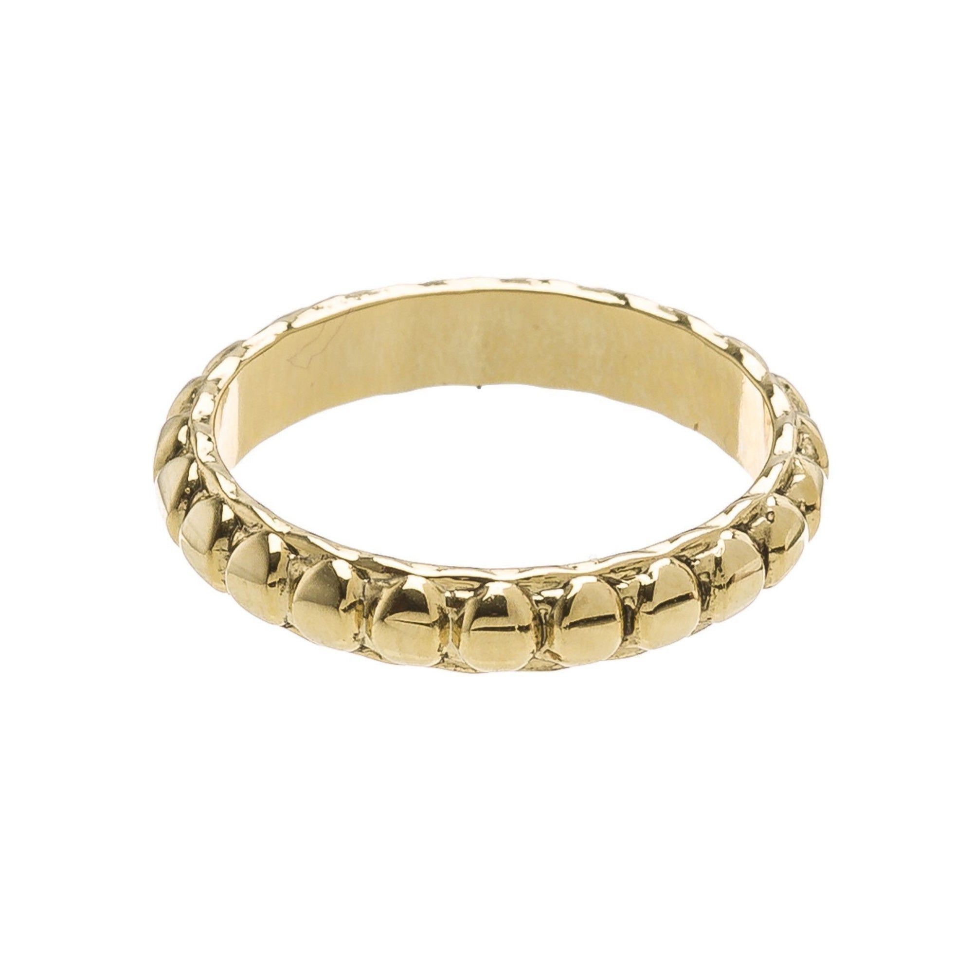 Patterned Stacking Ring in 14k gold finish size 4 | Modern boho jewelry | Criscara