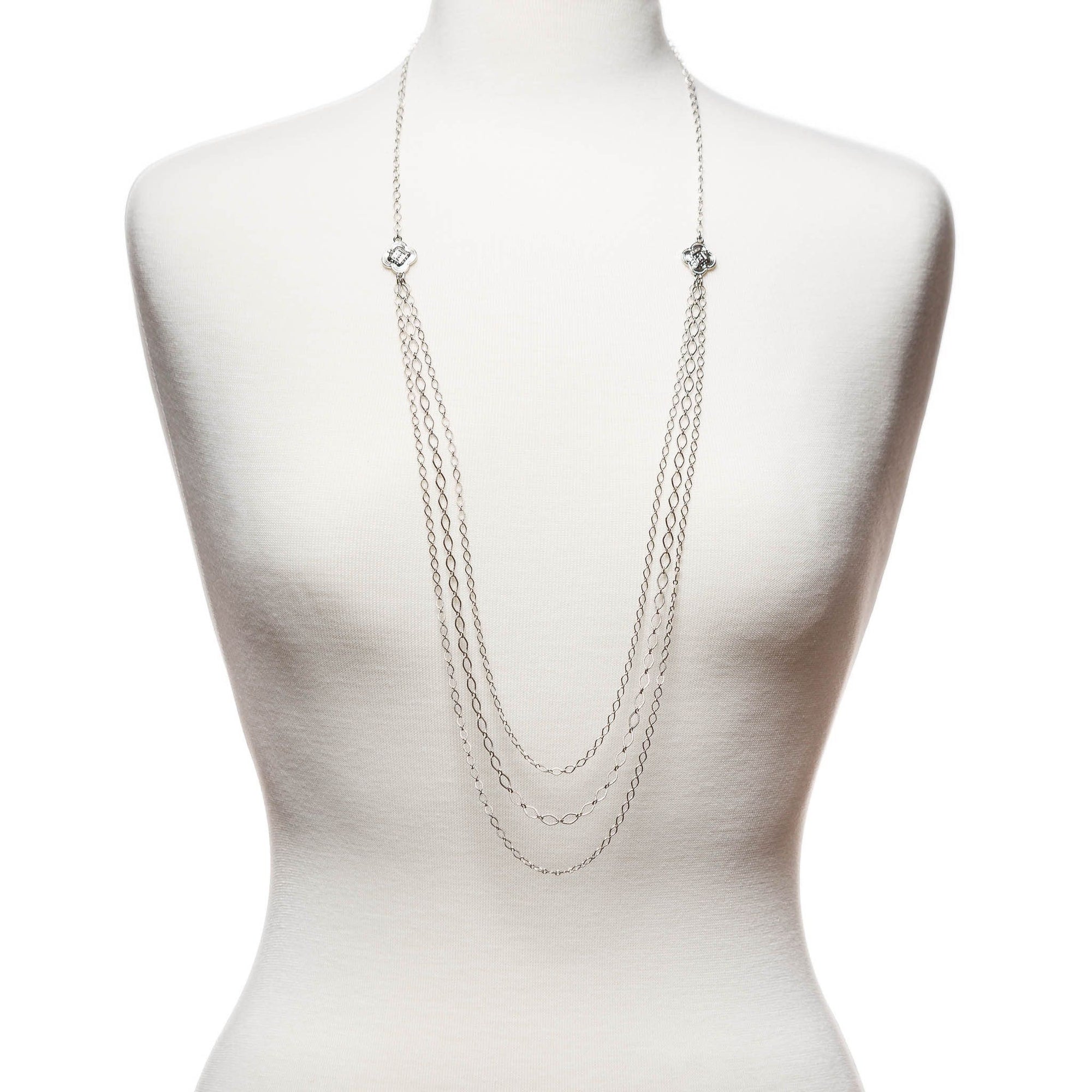 Multi Strand Layered Necklace in silver finish | Modern boho jewelry | Criscara